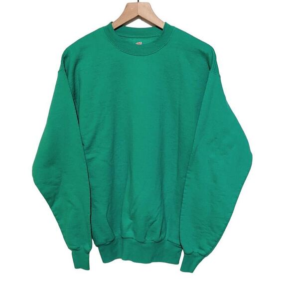 Hanes Sweatshirt Mens M Green EcoSmart Solid Crew Neck Long Sleeve Pullover - Picture 1 of 5